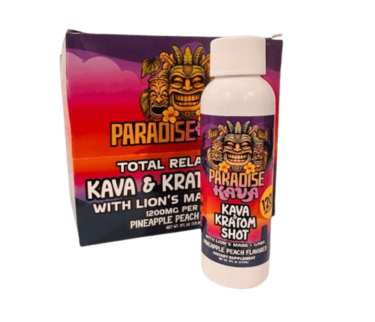 Paradise Kava & Kratom Shot Pineapple Peach 1200mg (12ct)