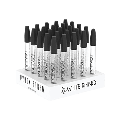 White Rhino Pyrex V1 Dab Straw w/ Silicone Cap (25ct)