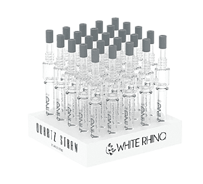 White Rhino Quartz V4 Dab Straw w/ Silicone Cap (25ct)