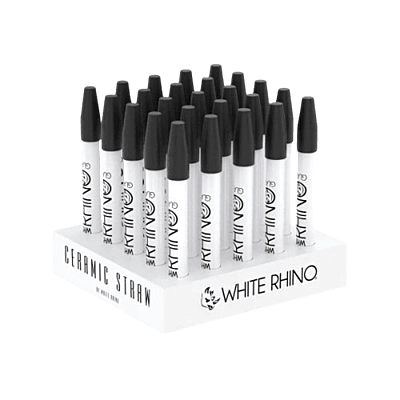 White Rhino Ceramic Dab Straw w/ Silicone Cap (25ct)
