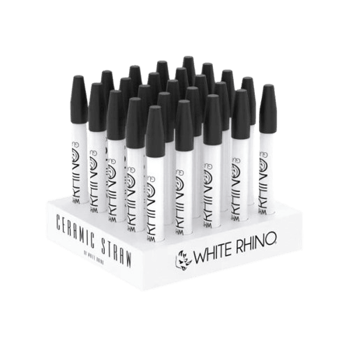 White Rhino Ceramic Dab Straw w/ Silicone Cap (25ct) White Rhino Ceramic Dab Straw w/ Silicone Cap (25ct)