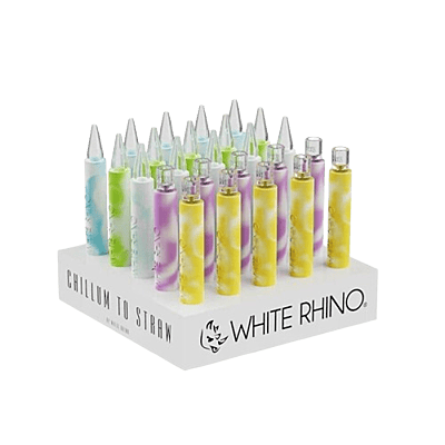 White Rhino Chillum to Straw Glow In The Dark (Quartz) (25ct)