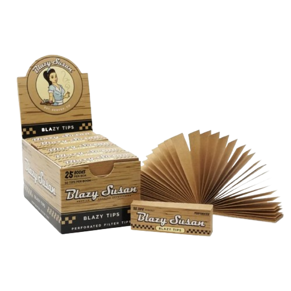 Blazy Susan Blazy Tips Premium Perforated Filter Tips Pack of 50 Display of 25 Packs Blazy Susan Blazy Tips Premium Perforated Filter Tips Pack of 50 Display of 25 Packs