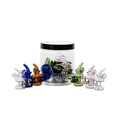 CCG-027 Jar / Hillside Glass Glass Mini Rig Shaped Carb Caps (12ct)