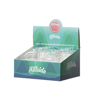DLQ-104-14 Box / Hillside Glass 22mm Flat Top Banger With Slitted Quartz Insert Cup Banger 14mm Box Set (6ct)