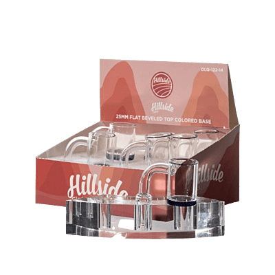 DLQ-122-14 Box / Hillside Glass 25mm Flat Beveled Top Colored Base Banger 14mm Box Set (6ct)