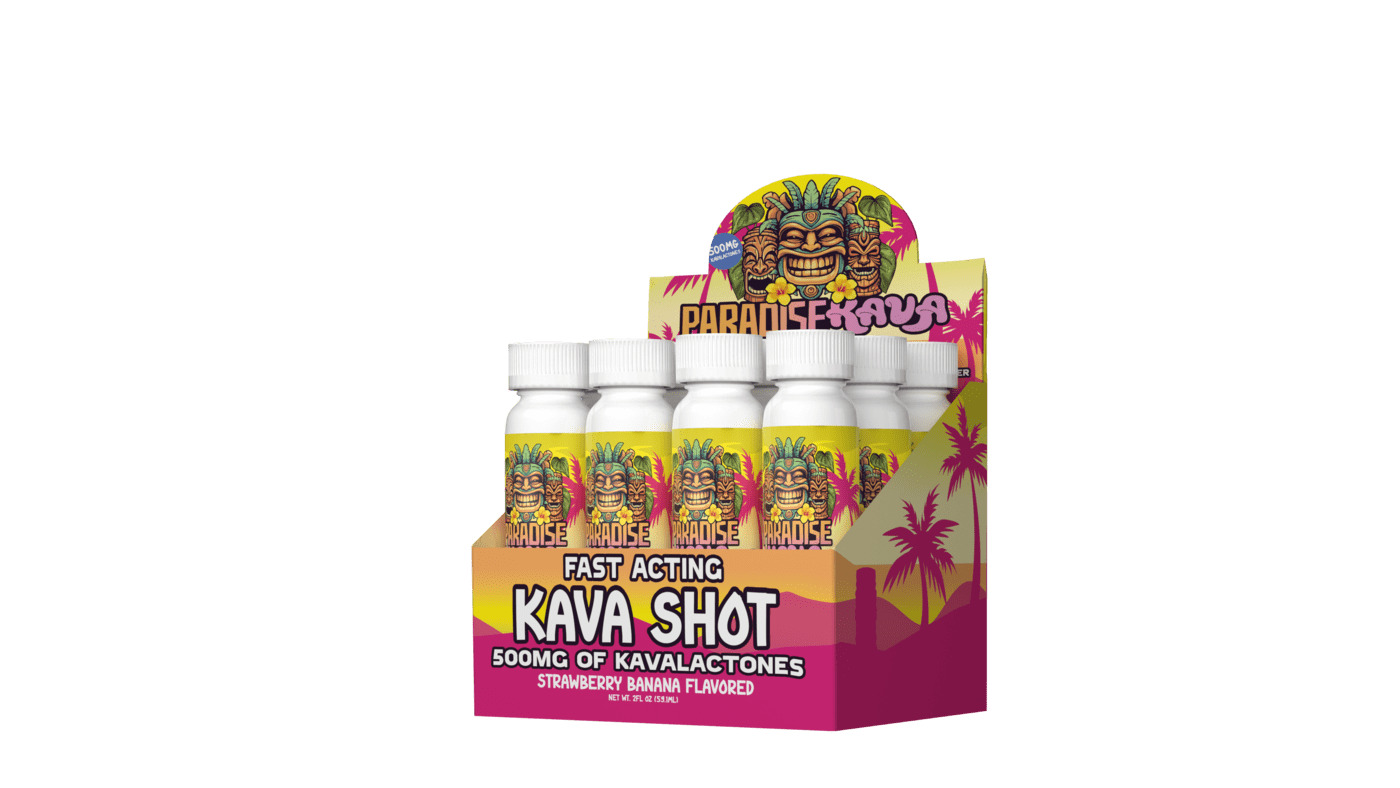 Paradise Kava Strawberry Banana 500mg Shot 12ct Paradise Kava Strawberry Banana 500mg Shot 12ct