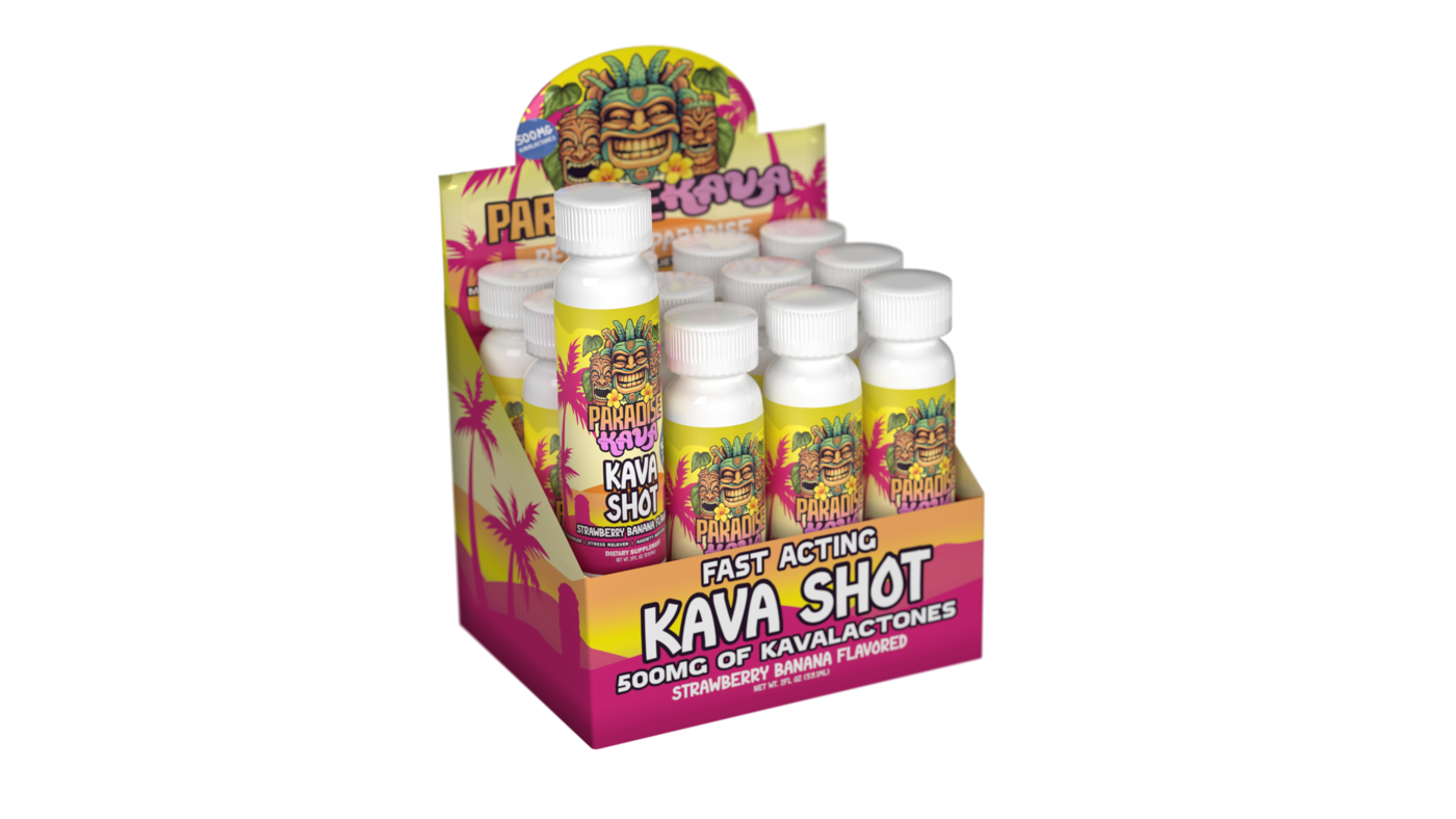 Paradise Kava Strawberry Banana 500mg Shot 12ct Paradise Kava Strawberry Banana 500mg Shot 12ct
