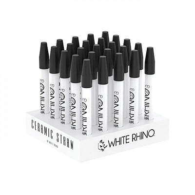 White Rhino Ceramic Dab Straw w/ Silicone Cap