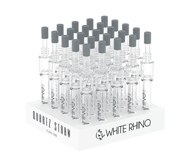 White Rhino Quartz V4 Dab Straw w/ Silicone Cap White Rhino Quartz V4 Dab Straw w/ Silicone Cap